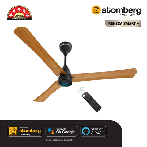 Atomberg Renesa SMART+ Ceiling Fan 1200 mm - Golden Oakwood Finish