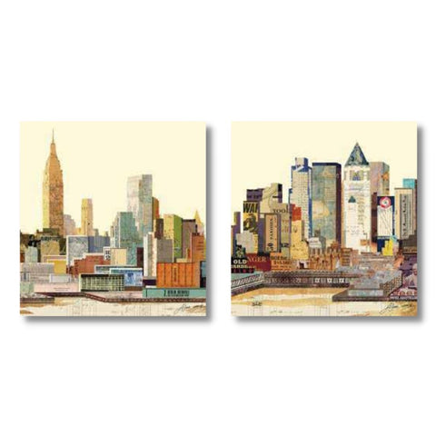 Square Wall Abstract Framed Canvas  - Set of 2