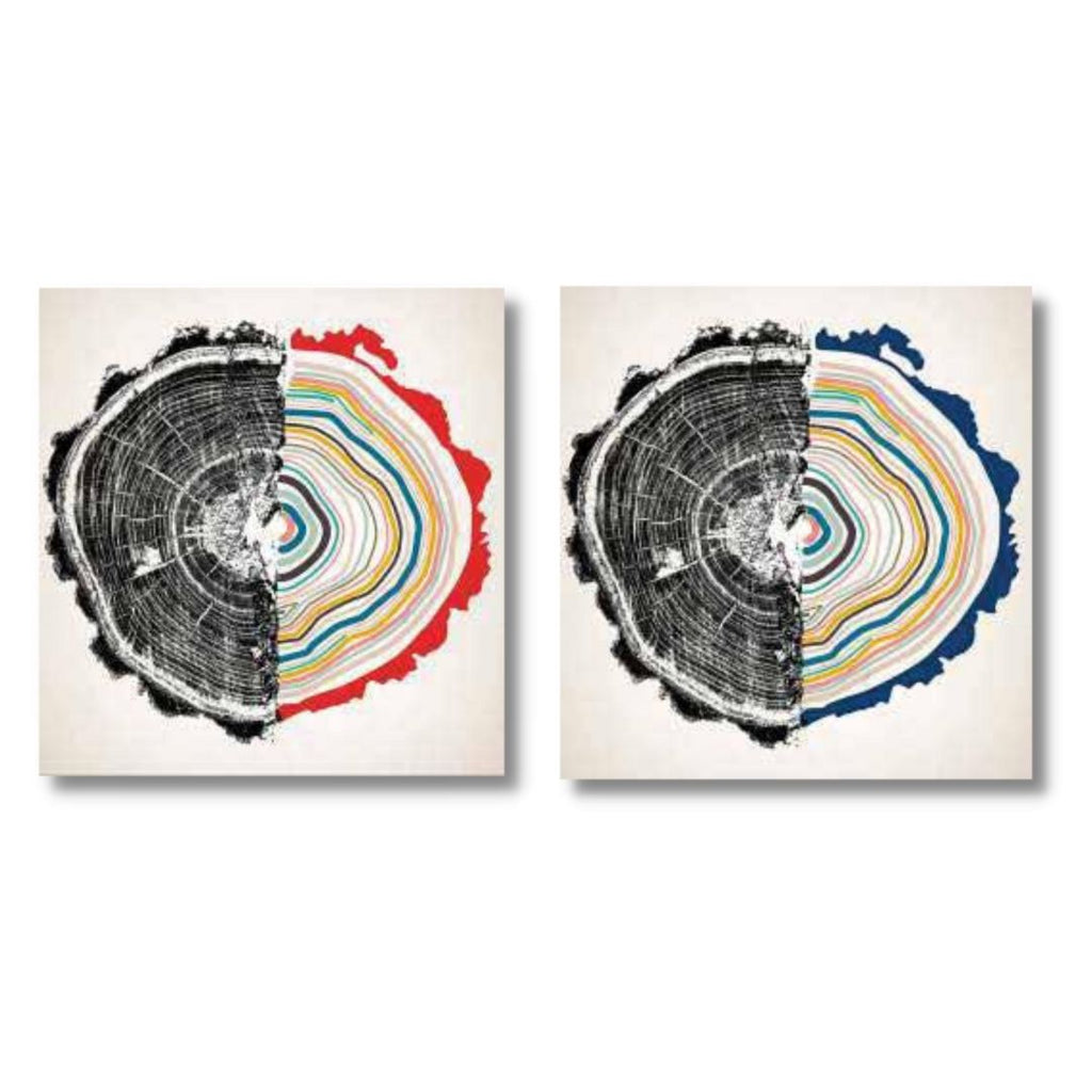 Square Wall Abstract Framed Canvas  - Set of 2