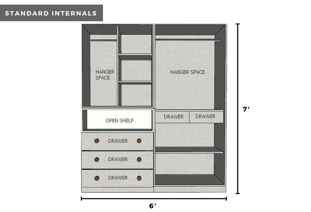 Hinged Wardrobe with Chest of Drawers