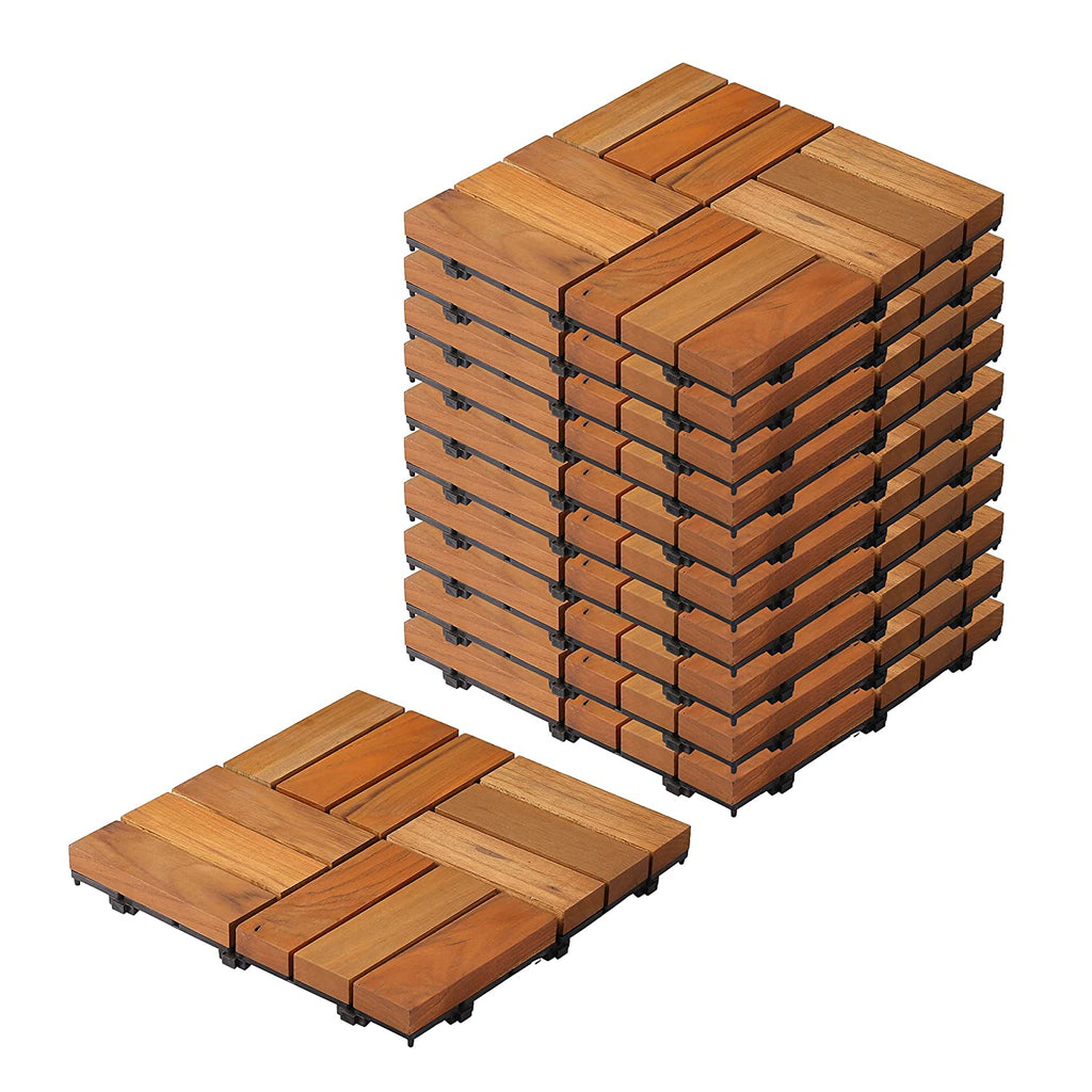 Teak Wood Water Resistant Deck Tiles WITH INSTALLATION (12"×12") - 10 PC