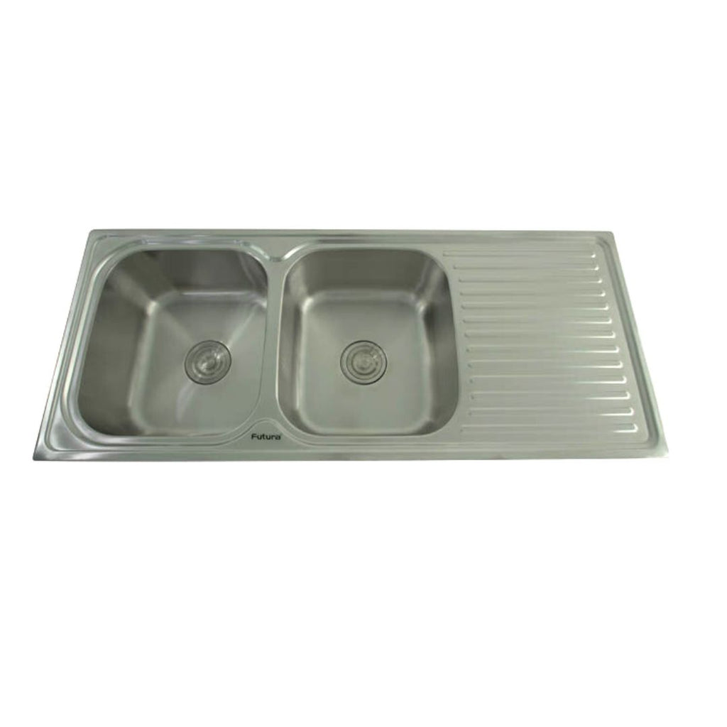 Futura DURA 47"X20"X8" Double Bowl  Kitchen Sink with Drain Board